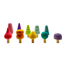 Load image into Gallery viewer, 10 Pcs STAINED Wooden Trees Set in Pastel/Macaron Colors