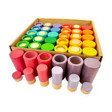 Load image into Gallery viewer, **Pre-order (Ships in 1-2 Weeks)**72 Pcs Rainbow Lola Stack and Sort Play Set