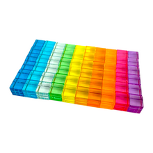 Load image into Gallery viewer, 60 Pcs Crystal Clear High Transparency Lucite Cubes Set with Wooden Tray – Rainbow or Pastel Colors
