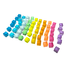 Load image into Gallery viewer, 60 Pcs Crystal Clear High Transparency Lucite Cubes Set with Wooden Tray – Rainbow or Pastel Colors