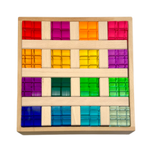Load image into Gallery viewer, **Pre-order (Ships in 2-3 Weeks)**64 Pcs Rainbow Stones &amp; 6 Interlocking Slats Set with Storage Tray