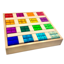 Load image into Gallery viewer, **Pre-order (Ships in 2-3 Weeks)**64 Pcs Rainbow Stones &amp; 6 Interlocking Slats Set with Storage Tray