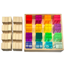 Load image into Gallery viewer, **Pre-order (Ships in 2-3 Weeks)**64 Pcs Rainbow Stones &amp; 6 Interlocking Slats Set with Storage Tray