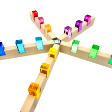 Load image into Gallery viewer, **Pre-order (Ships in 2-3 Weeks)**64 Pcs Rainbow Stones &amp; 6 Interlocking Slats Set with Storage Tray