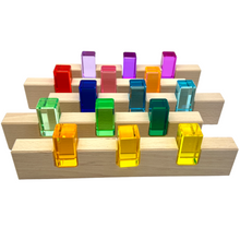 Load image into Gallery viewer, **Pre-order (Ships in 2-3 Weeks)**64 Pcs Rainbow Stones &amp; 6 Interlocking Slats Set with Storage Tray