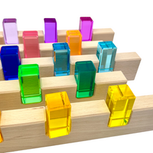Load image into Gallery viewer, **Pre-order (Ships in 2-3 Weeks)**64 Pcs Rainbow Stones &amp; 6 Interlocking Slats Set with Storage Tray