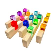 Load image into Gallery viewer, **Pre-order (Ships in 2-3 Weeks)**64 Pcs Rainbow Stones &amp; 6 Interlocking Slats Set with Storage Tray