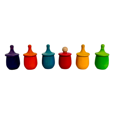 **Pre-order (Ships in 1-2 Weeks)**A set of 6 STAINED Little Thing Wooden Treasure Box in Stained Primary Rainbow Colors
