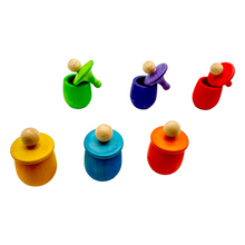 Load image into Gallery viewer, **Pre-order (Ships in 1-2 Weeks)**A set of 6 STAINED Little Thing Wooden Treasure Box in Stained Primary Rainbow Colors