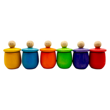 Load image into Gallery viewer, **Pre-order (Ships in 1-2 Weeks)**A set of 6 STAINED Little Thing Wooden Treasure Box in Stained Primary Rainbow Colors