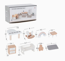 Load image into Gallery viewer, **Pre-order (Ships in 1-2 Weeks)**Wooden Dollhouse Furniture Toy Pretend Play Set