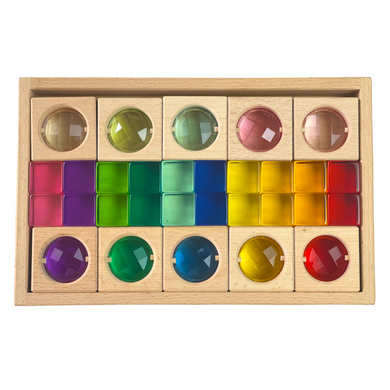 **Pre-order (Ships in 2-3 Weeks)**10 Pcs Square Gemmed Translucent Blocks and 20 Pcs Lucite Cubes Set with Storage Tray