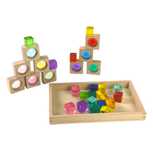 Load image into Gallery viewer, **Pre-order (Ships in 2-3 Weeks)**10 Pcs Square Gemmed Translucent Blocks and 20 Pcs Lucite Cubes Set with Storage Tray