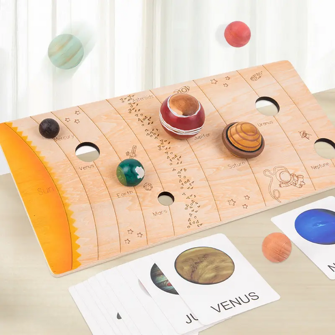 **Pre-order (Ships in 3-4 Weeks)**Wooden Solar System with 8 Planets — 3D Model Puzzle Set