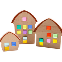 Load image into Gallery viewer, **Pre-order (Ships in 2-3 Weeks)**3-Piece Wooden Window Houses with Darker Roofs
