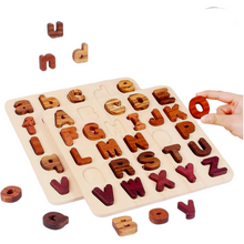 Load image into Gallery viewer, Natural Wooden Alphabet Letters and Numbers Puzzle
