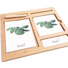 Load image into Gallery viewer, Wooden 3-part educational activity/sand tray with card slot and pen