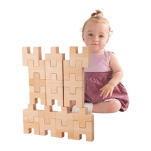 Load image into Gallery viewer, **Pre-order (Ships in 2-3 Weeks)**20-Piece Wooden “H” and “+” Shape Block Set with Storage Tray