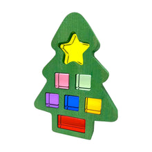 Load image into Gallery viewer, **Pre-order (Ships in 1-2 Weeks)**Wooden Christmas Tree with 7 Pcs Lucite Cubes Set
