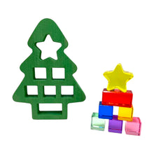 Load image into Gallery viewer, **Pre-order (Ships in 1-2 Weeks)**Wooden Christmas Tree with 7 Pcs Lucite Cubes Set