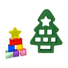 Load image into Gallery viewer, **Pre-order (Ships in 1-2 Weeks)**Wooden Christmas Tree with 7 Pcs Lucite Cubes Set