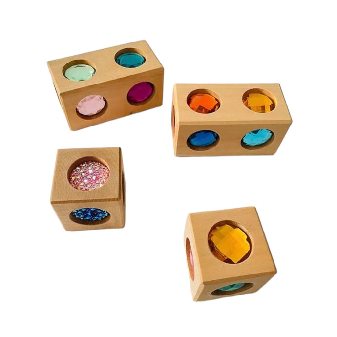 **Pre-order (Ships in 2-3 Weeks)**4 Pcs Cube and Cuboid Gemmed Stacking Blocks Set