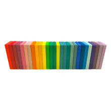 Load image into Gallery viewer, **Pre-order (Ships in 1-2 Weeks)**28 Pcs STAINED Wooden Rainbow Building Slats
