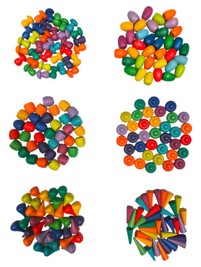 **Pre-order (Ships in 1-2 Weeks)**36 Pieces Colored Wooden Mandala Rainbow Loose Parts