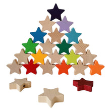 Load image into Gallery viewer, **Pre-order (Ships in 1-2 Weeks)**12 PCS Wooden Star Wand Set in Rainbow and Natural Colors