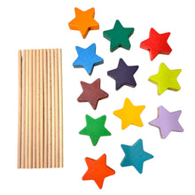 Load image into Gallery viewer, **Pre-order (Ships in 1-2 Weeks)**12 PCS Wooden Star Wand Set in Rainbow and Natural Colors