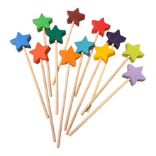 Load image into Gallery viewer, **Pre-order (Ships in 1-2 Weeks)**12 PCS Wooden Star Wand Set in Rainbow and Natural Colors