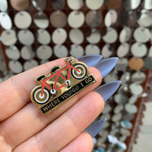 Load image into Gallery viewer, Where You Go I Go - Where You Stay I Stay Enamel Pin in Tandem Bike