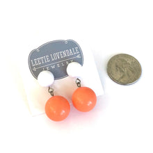 Load image into Gallery viewer, White &amp; Coral Lollipop Statement Lucite Drop Earrings