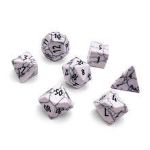 Load image into Gallery viewer, White Howlite - 7 Piece RPG Set Gemstone Dice