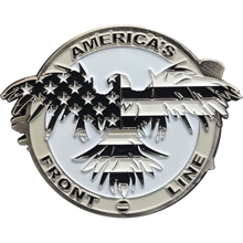 Load image into Gallery viewer, BL5-005 Thin Gray Line Flag and Eagle Police Challenge Coin Correctional Officer CO Corrections