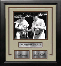 Load image into Gallery viewer, Ted Williams and Babe Ruth 8" x 10" Framed Baseball Legends Photo with Engraved Autographs