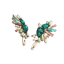 Load image into Gallery viewer, Wings of Emerald Jeweled Cluster Earrings