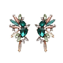 Load image into Gallery viewer, Wings of Emerald Jeweled Cluster Earrings