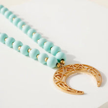 Load image into Gallery viewer, Wood Bead Crescent Pendant Necklace | Ivory or Mint