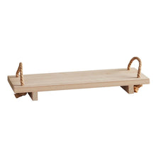 Load image into Gallery viewer, Wooden Shelf With Rope Handles | Display or Organizing Shelf Sits on Table or Mantle 16&quot; x 5.5&quot;