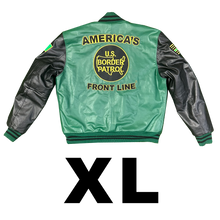 Load image into Gallery viewer, Pro CBP Border Patrol Custom Leather Bomber Varsity Jacket BPA Honor First Coat Thin Green Line