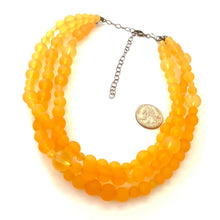 Load image into Gallery viewer, Golden Yellow Frosted Beaded Multi Strand Morgan Necklace