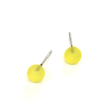 Load image into Gallery viewer, Lemon Yellow Frosted Lucite Mini Ball Stud Earrings
