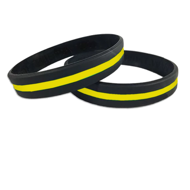 Thin Gold Line 911 Emergency Dispatcher Police Silicon Bracelet YELLOW Trucker