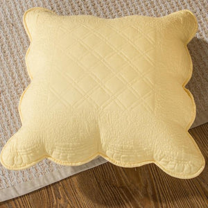 Tache Yellow Diamond Matelasse Scalloped Buttercup Puffs Cushion Covers / Euro Sham