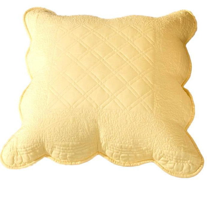 Tache Yellow Diamond Matelasse Scalloped Buttercup Puffs Cushion Covers / Euro Sham
