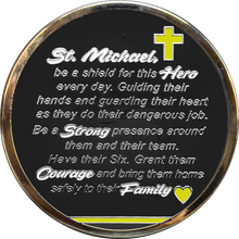Load image into Gallery viewer, GL7-006 911 Emergency Police Dispatcher Prayer Saint Michael Protect Us Matthew 14:30 Challenge Coin Thin Gold Line