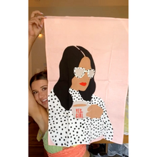 Load image into Gallery viewer, Yes, Girl Large Pink Tea Towel | Extra Large 20&quot; W x 27.5&quot; L | In a Gift Box! | Gift for Her