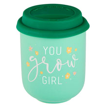 Load image into Gallery viewer, You Grow Girl Ceramic To Go Mug | Holds 16 oz. | Eco Mug with Silicone Lid and Sleeve