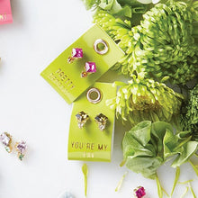 Load image into Gallery viewer, You&#39;re My Fav Gemstone Leather Tag Earrings | Green and Diamond